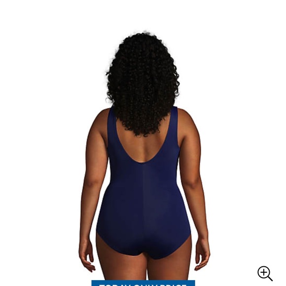 Lands End plus chlorine resistant  tugless soft cup sporty bathing suit - Picture 2 of 10